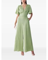 Willa - Satin-Finish Pleated Jumpsuit - Lyst