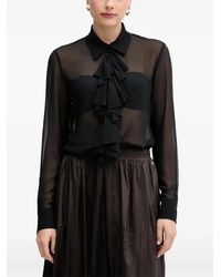 Sisley - Ruffled Long-Sleeve Shirt - Lyst