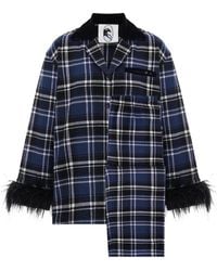 Sleeper - Checked Feather-Trimmed Pajama - Lyst
