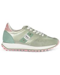 Blauer - Baskets En Satin À Empiècements En Daim - Lyst