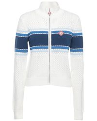 CASABLANCA - Striped Pointelle-Knit Cardigan - Lyst