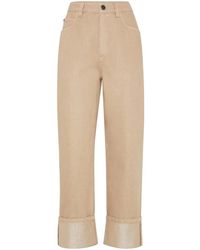 Brunello Cucinelli - Straight-Leg Cropped Trousers - Lyst