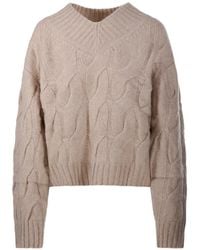 Allude - Cable-Knit V-Neck Sweater - Lyst