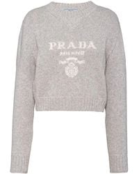 Prada - Wool-Cashmere Logo Sweater - Lyst