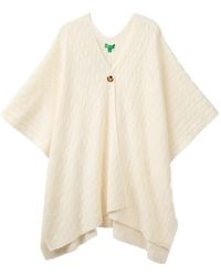 Benetton - Cable-Knit Button-Up Cape - Lyst