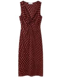 Stella McCartney - Polka-Dot Ruched Midi Dress - Lyst
