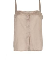 FRAME - Button-Up Linnen Top - Lyst