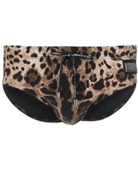 Dolce & Gabbana - Leopard-Print Swim Briefs - Lyst