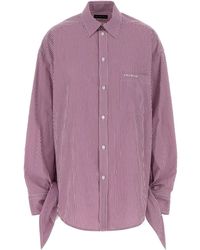 Balenciaga - Oversized Striped Cotton Shirt With Knotted Cuffs - Lyst