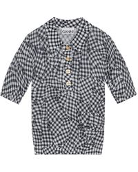Ganni - Patterned-Jacquard Top - Lyst