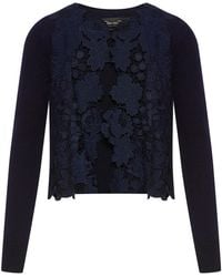 Oscar de la Renta - Mixed Botanical Lace-Panelled Cardigan - Lyst