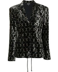 Giorgio Armani Geometric Velvet Blazer - Black