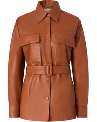 Pinko - Belted Leather Jacket - Lyst