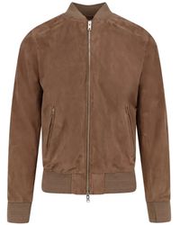 DFOUR® - Chaqueta Bómber De Ante Con Ribete De Canalé Y Cremallera - Lyst