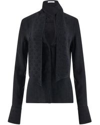 Ferragamo - Monogram Shirt With Sash Collar - Lyst