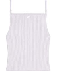 Courreges - Logo-Embroidered Ribbed Tank Top - Lyst