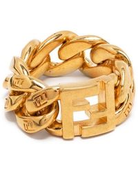 Fendi - Ff-monogram Chain Ring - Lyst