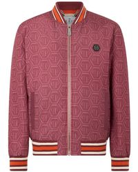 Philipp Plein - Monogram-Print Bomber Jacket - Lyst