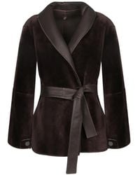 Alberta Ferretti - Reversible Belted Shearling Coat - Lyst