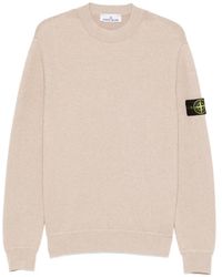 Stone Island - Trui Met Logopatch En Ronde Hals - Lyst