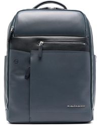 Piquadro - Cary Logo-lettering Leather Backpack - Lyst