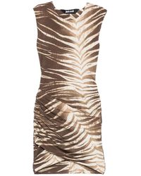 Just Cavalli - Zebra-Print Ruched Mini Dress - Lyst