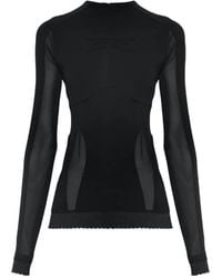 The Attico - Sheer-Panelled Long-Sleeve Top - Lyst