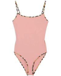 Burberry - Badpak Met Uitgesneden Details En Geruite Afwerking - Lyst