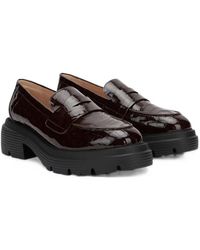 Stuart Weitzman - Hudson Lite Crocodile-Embossed Leather Loafers - Lyst