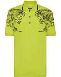 Philipp Plein - Tiger-print Cotton Polo Shirt - Lyst