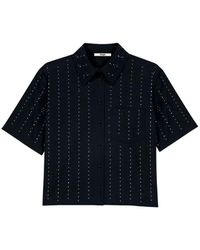 Maje - Cropped Rhinestone Cotton Shirt - Lyst