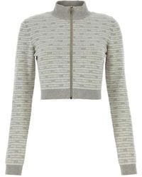 Miu Miu - Cropped-Cardigan Mit Intarsien-Logo - Lyst