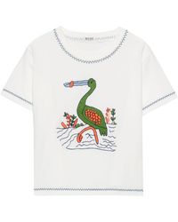 Bode - T-Shirt mit "Heron"-Stickerei - Lyst