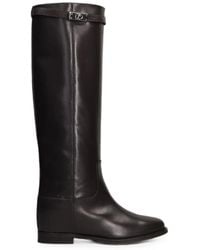 Via Roma 15 - Buckled Leather Knee-High Boots - Lyst