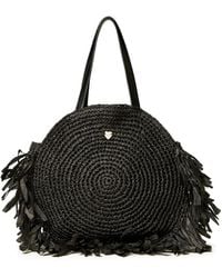 Twinset - Round Raffia Shopper Bag With Fringes - Lyst