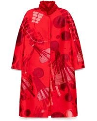 Shiatzy Chen - Jas Met Jacquard En Bontkraag - Lyst