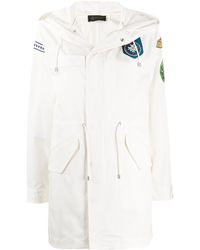 Mr & Mrs Italy Kapuzenmantel mit Patches - Weiß