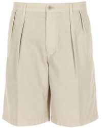 Aspesi - Pleated Cotton Shorts - Lyst