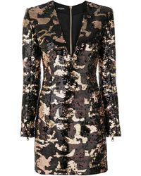 Balmain Camouflage Sequin Dress - Black