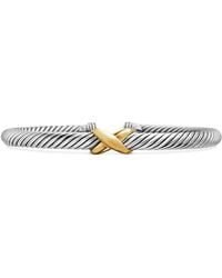 David Yurman - 14Kt And Sterling X Classic Cable Station Bracelet (5Mm) - Lyst