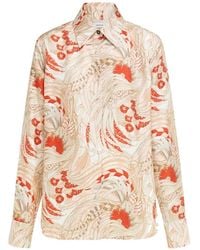 Ferragamo - Rooster-Print Silk Twill Shirt - Lyst