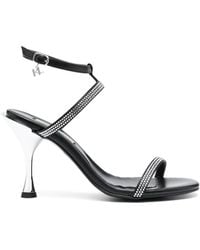 Karl Lagerfeld - ラインストーン レザーサンダル - Lyst