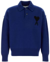 Ami Paris - Polo Sweater With Contrasted Ami De Coeur - Lyst