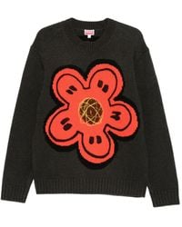 KENZO - Flower-Embellishment Crew-Neck Sweater - Lyst