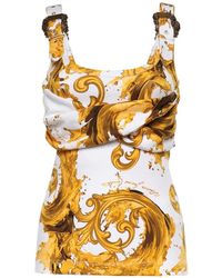 Versace Jeans Couture - Baroque-Print Buckled-Strap Top - Lyst