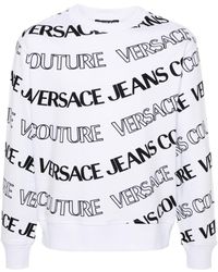 Versace - Logowave-print Cotton Sweatshirt - Lyst