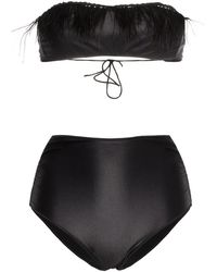 Oséree Bikini Met Veren Afwerking - Zwart