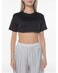 ARMANI EXCHANGE - Cropped Rhinestone-Embellished T-Shirt - Lyst
