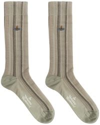 Vivienne Westwood - Orb-Embroidered Herringbone-Patterned Socks - Lyst
