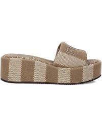 Fendi - Gestreifte Sunshine Plateau-Sandalen 60mm - Lyst